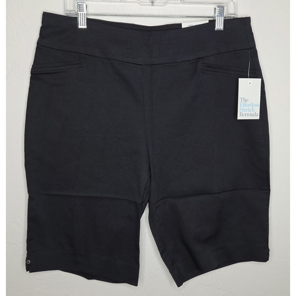 *NEW w/Tags Croft & Barrow Size 12 Black Bermuda Shorts Mid Rise 11" Inseam